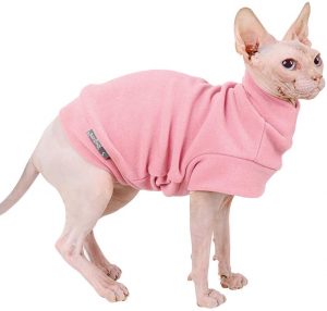 PUMYPOREITY Ropa para Gatos Esfinge Jersey a Rayas Algodón Ropa de Gato sin Pelo Camiseta Hairless Cat Rojo,XS 
